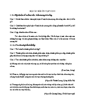 Bộ câu hỏi ôn tập Ngữ văn 9